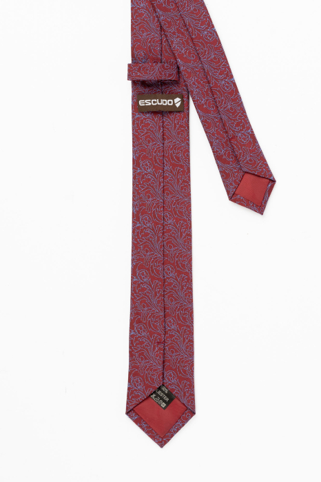 Cravata ingusta visinie cu motive florale bleu [2]