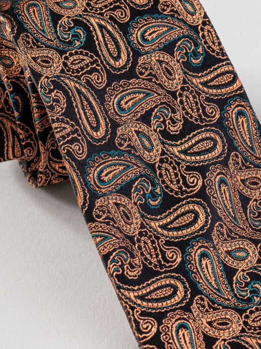 Cravata jacard matase naturala model paisley aurie [2]