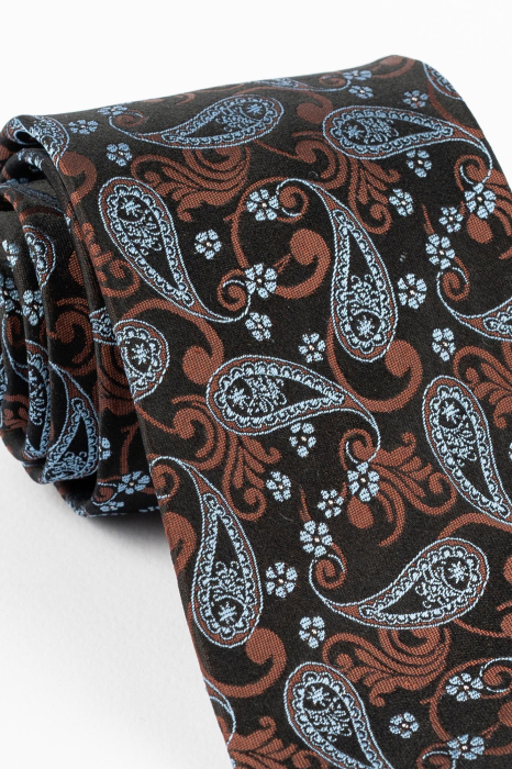 Cravata matase maro cu imprimeu paisley bleu [2]