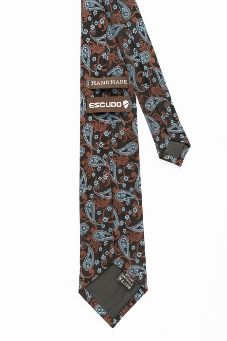 Cravata matase maro cu imprimeu paisley bleu [3]