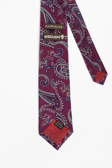 Cravata matase mov pruna cu paisley bleumarin si gri [3]