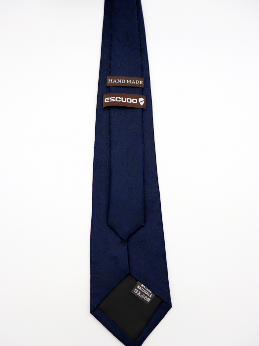 Cravata matase naturala bleumarin cu imprimeu paisley negru [2]