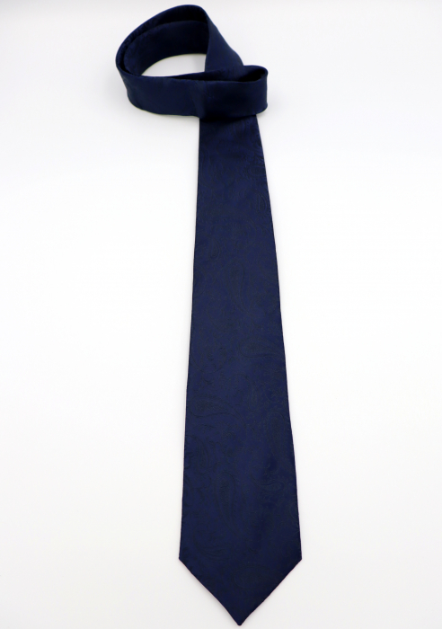 Cravata matase naturala bleumarin cu imprimeu paisley negru [3]