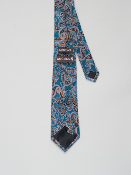 Cravata matase naturala model floral albastra [3]