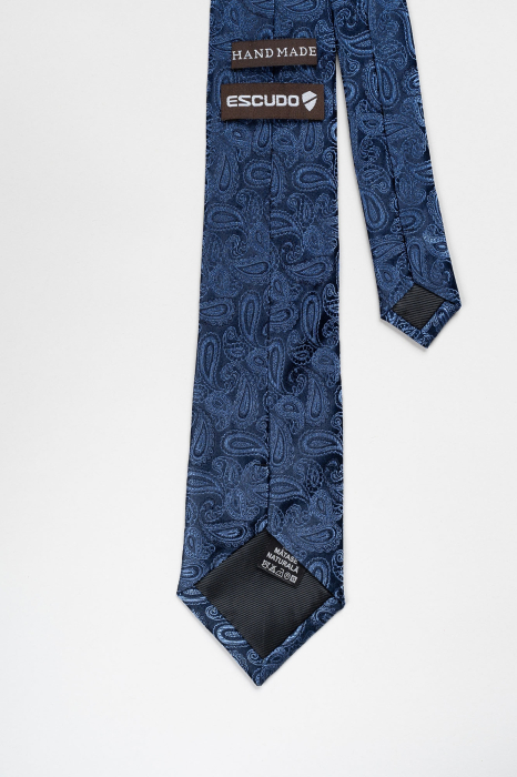 Cravata matase naturala model paisley bleumarin [3]