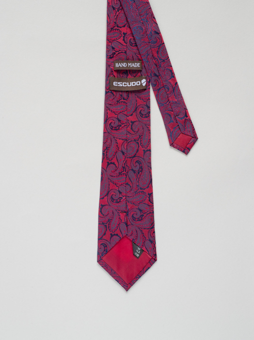 Cravata matase naturala rosie model paisley [3]
