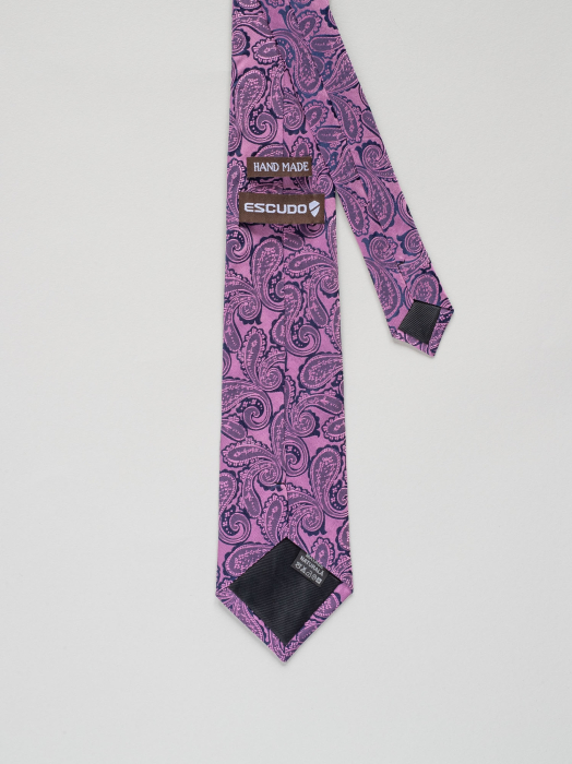 Cravata matase naturala roz model floral [3]