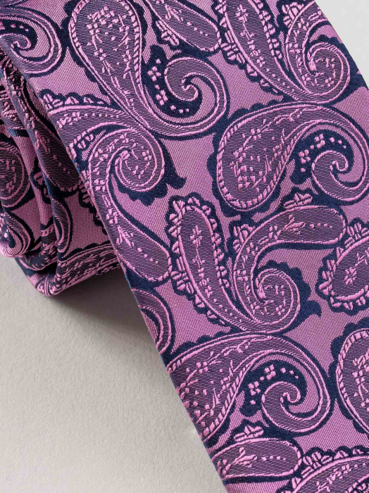 Cravata matase naturala roz model floral [2]