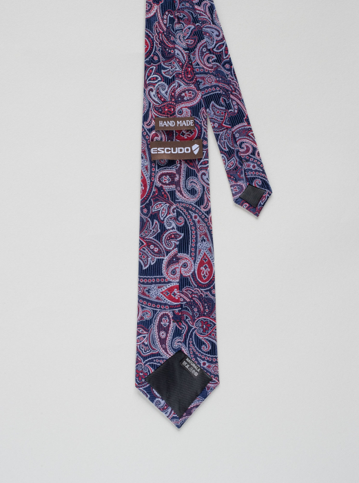 Cravata matase tesuta bleumarin cu rosu [3]