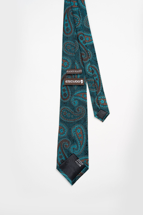 Cravata matase tesuta verde cu maro [2]