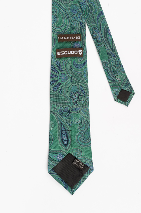 Cravata matase verde cu model floral bleumarin [2]