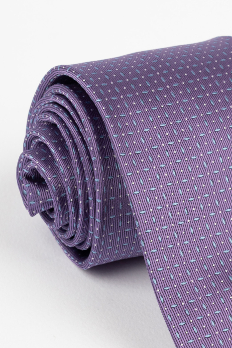 Cravata mov cu motive geometrice albastre [3]