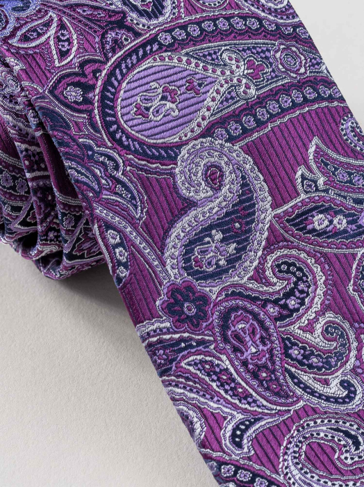 Cravata mov matase naturala tesuta [2]