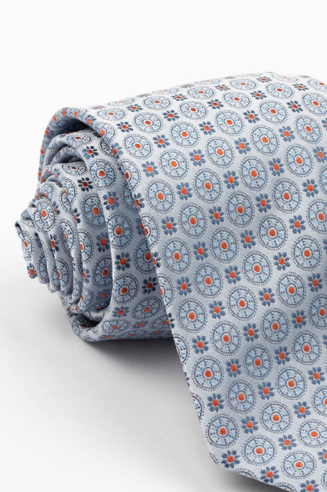 Cravata bleu cu imprimeu floral albastru si rosu [2]