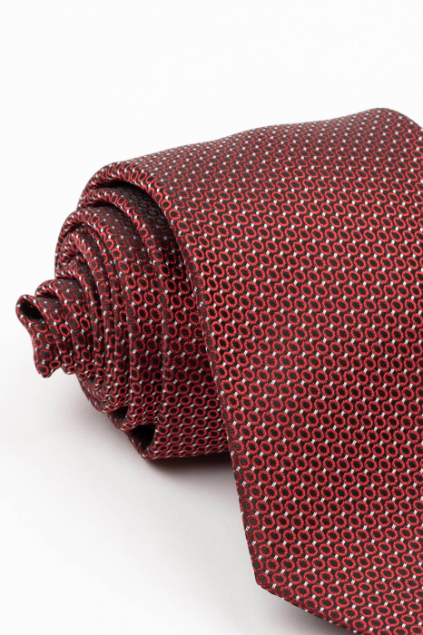 Cravata neagra cu insertie bordo si alba [2]