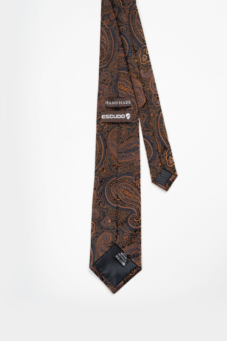 Cravata neagra matase naturala cu imprimeuri aurii [2]