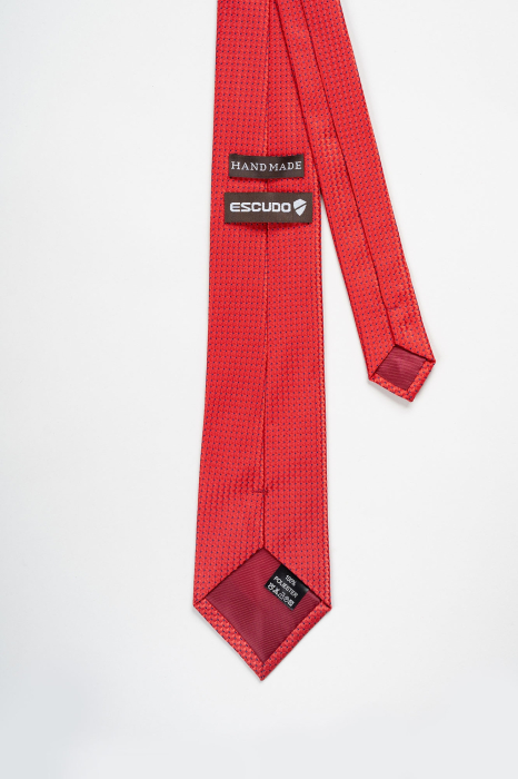 Cravata rosie cu picouri bleumarin [2]