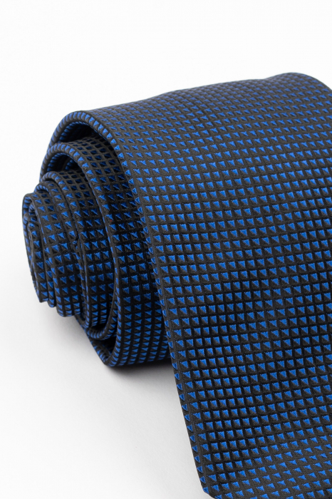 Cravata neagra cu insertie bleumarin [2]