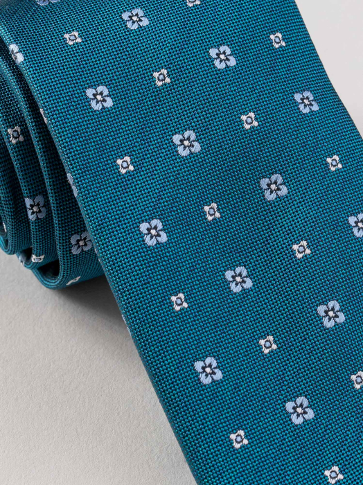 Cravata turcoaz cu imprimeu floral [2]