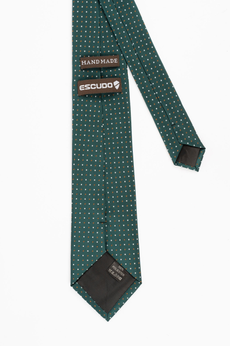 Cravata verde cu picouri albe si maro [2]