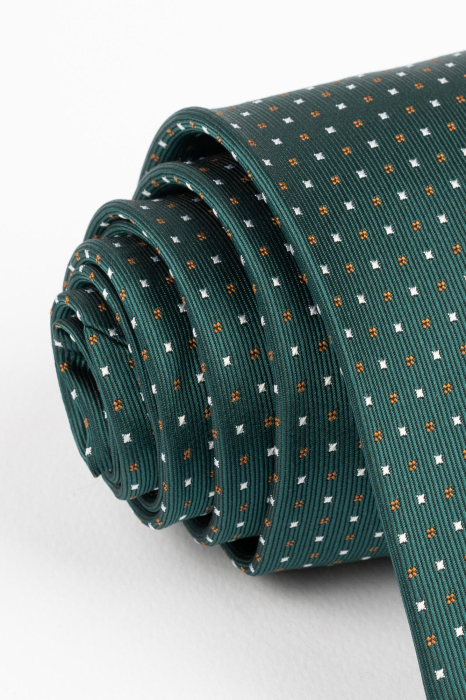 Cravata verde cu picouri albe si maro [3]