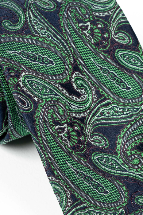 Cravata verde din matase cu model paisley [3]
