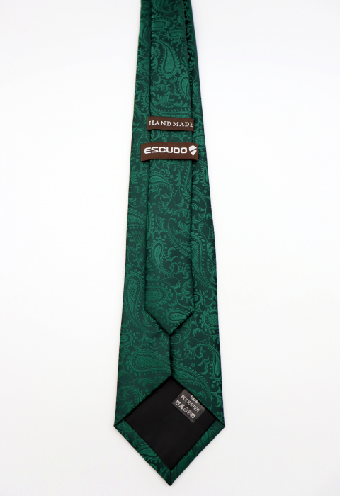 Cravata verde inchis cu model paisley verde [2]