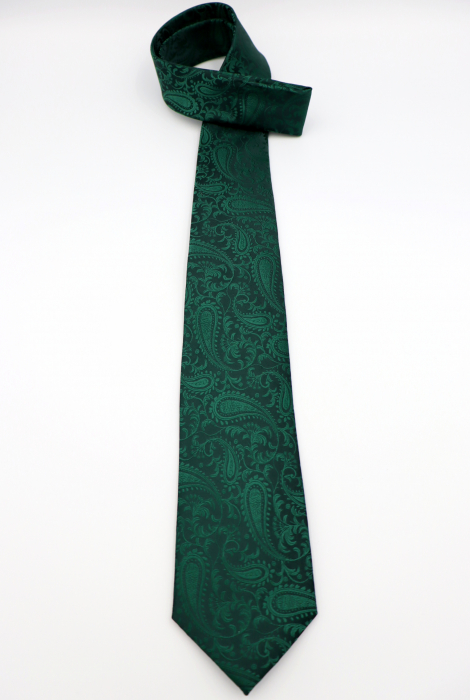 Cravata verde inchis cu model paisley verde [3]
