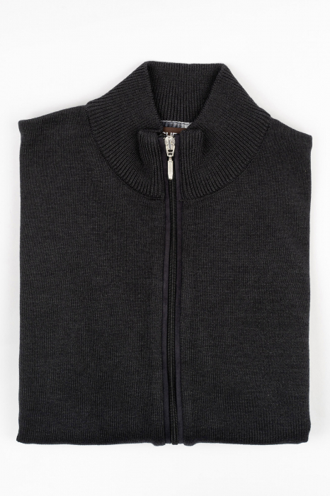 Jacheta cu fermoar barbati gri-inchis slim fit [2]