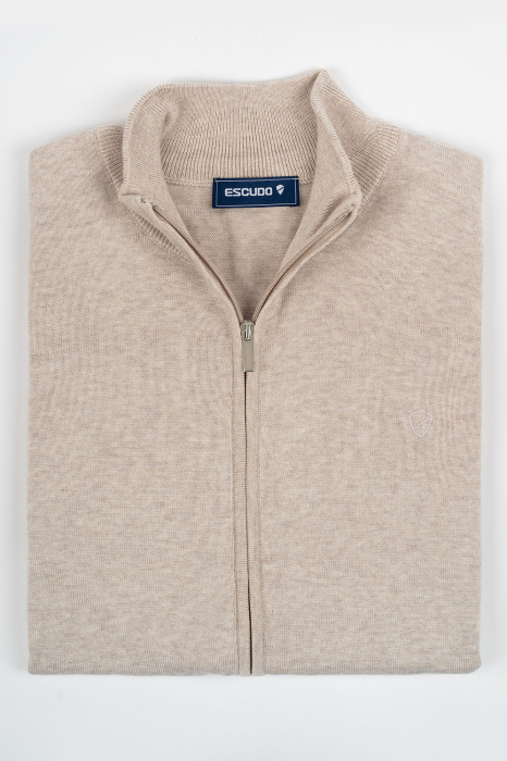 Jacheta cu fermoar barbati slim fit bej [2]