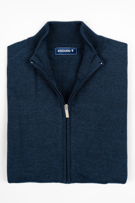 Jacheta cu fermoar barbati slim fit bleumarin [2]