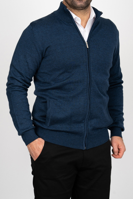 Jacheta cu fermoar barbati slim fit bleumarin [1]