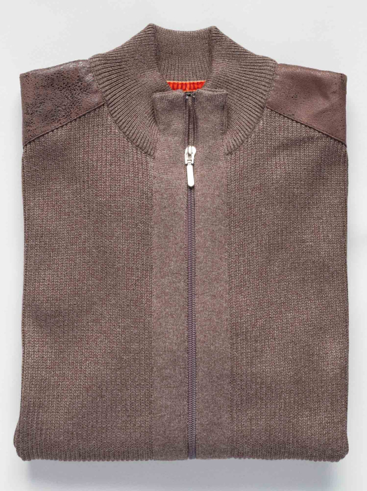 Jacheta regular cu fermoar maro [2]