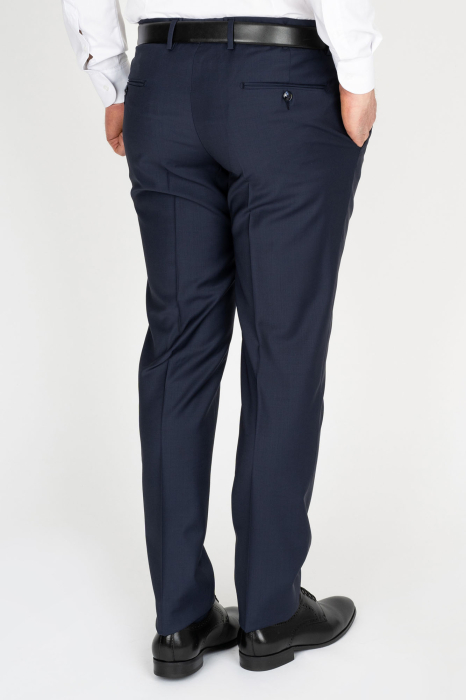Pantaloni barbati slim stofa bleumarin 100% lana [2]