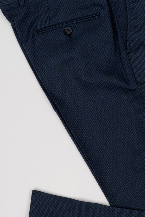 Pantaloni barbati regular fit stofa bleumarin-pepit [4]