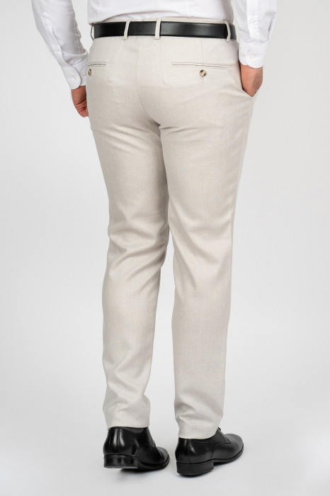 Pantaloni barbati stofa bej-deschis slim fit [2]