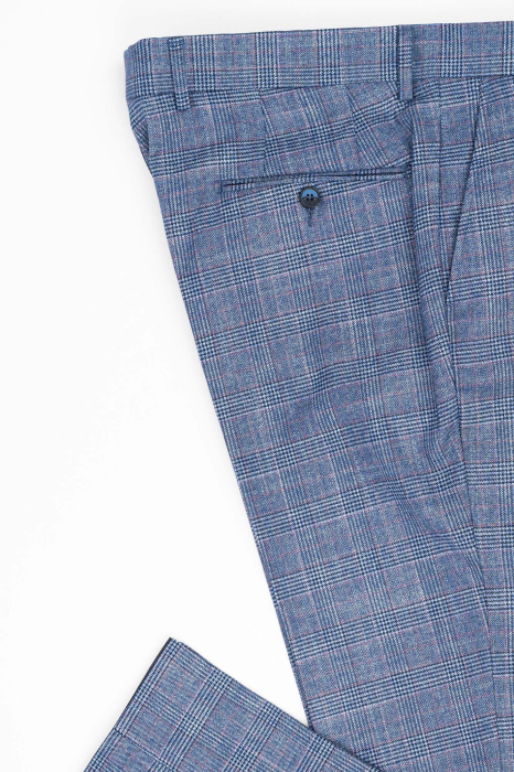 Pantaloni barbati stofa slim albastri caro [3]