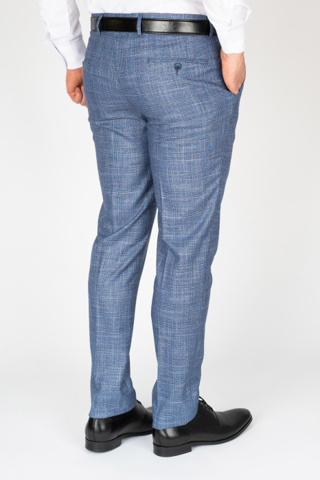 Pantaloni barbati stofa slim albastri caro [4]