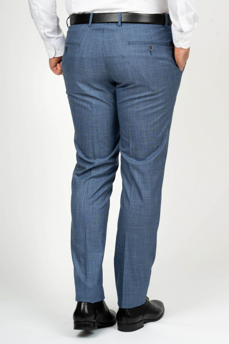 Pantaloni barbati stofa slim albastru-pepit [2]