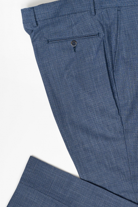 Pantaloni barbati stofa slim albastru-pepit [4]