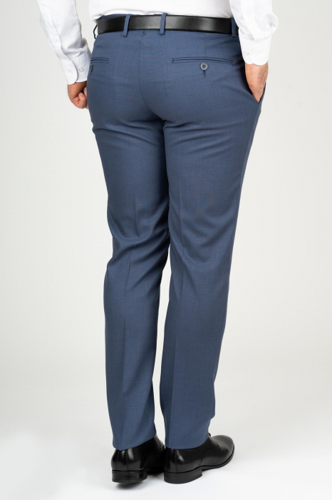 Pantaloni barbati stofa slim bleumarin-pepit [2]