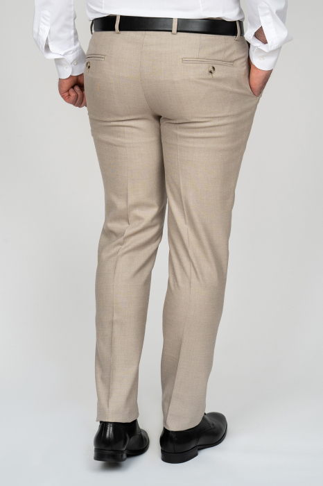 Pantaloni barbati stofa slim fit  bej-pepit [2]