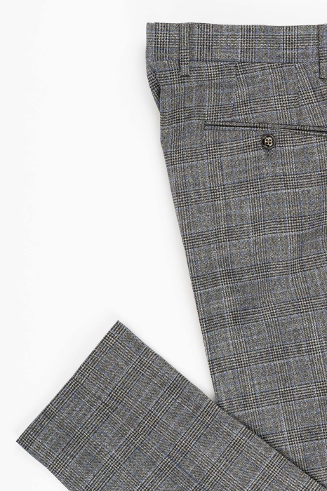 Pantaloni barbati stofa slim gri-caro [4]