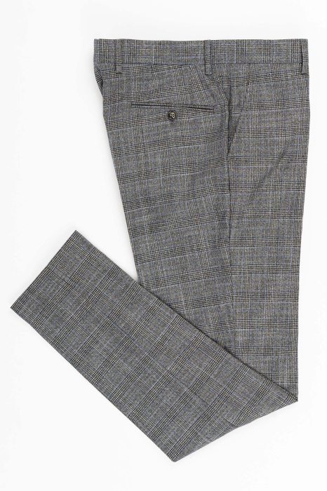 Pantaloni barbati stofa slim gri-caro [2]