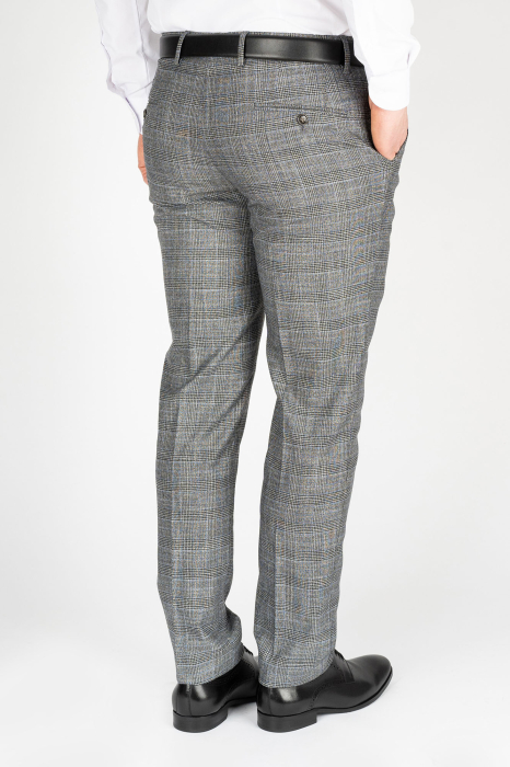 Pantaloni barbati stofa slim gri-caro [3]