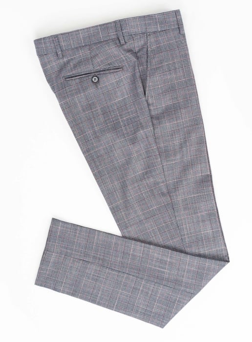 Pantaloni barbati stofa slim gri-roz caro [2]