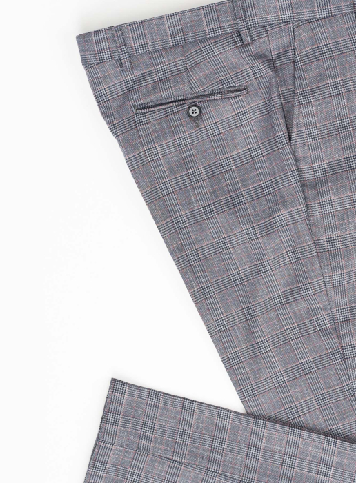 Pantaloni barbati stofa slim gri-roz caro [3]