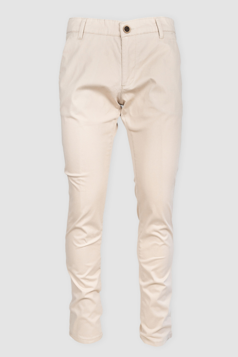 Pantaloni casual chino slim bumbac bej [3]