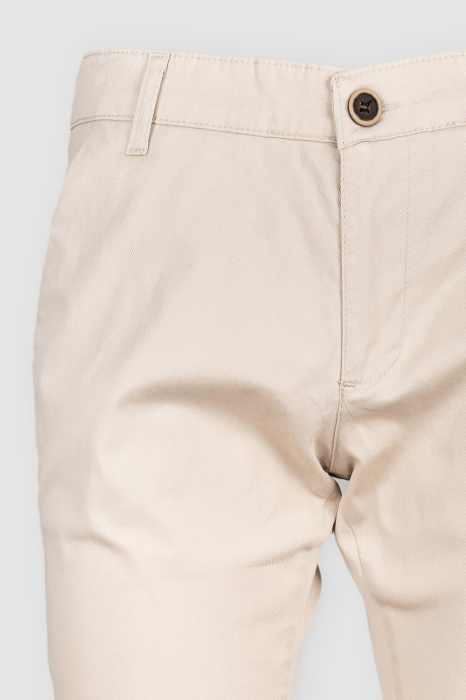Pantaloni casual chino slim bumbac bej [2]