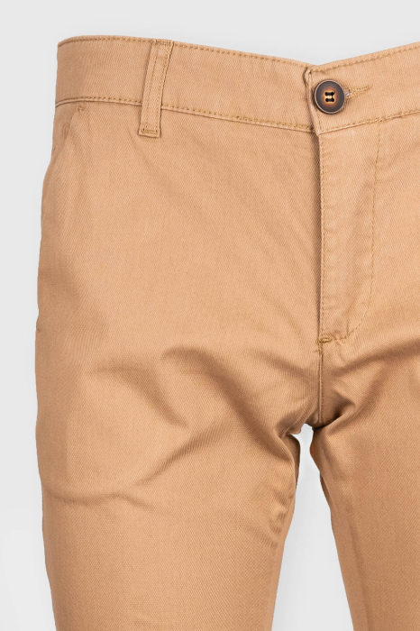 Pantaloni casual chino slim bumbac camel [3]